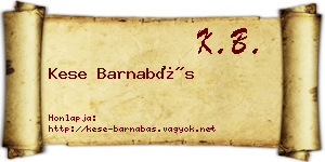 Kese Barnabás névjegykártya